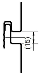 Die Abbildung zeigt die Geometriezeichnung des Stahl-Wandpaneels mit sichtbarer Schattenfuge MONTALINE® ML 26/200 F. 